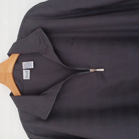 IZOD Black Pullover Jacket With Pockets, Zipper, Ribbed Wrists & Hem W-XL - Picture 2 of 7